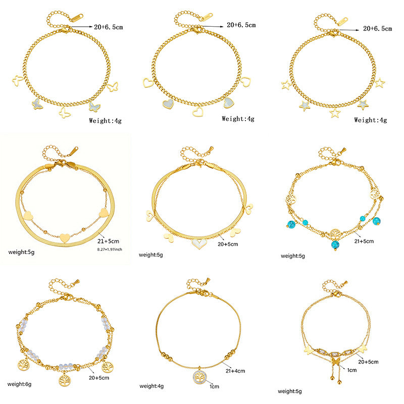 Love Designs Shaped Anklet for Women